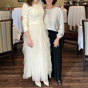 White Sweater Dress with Tulle